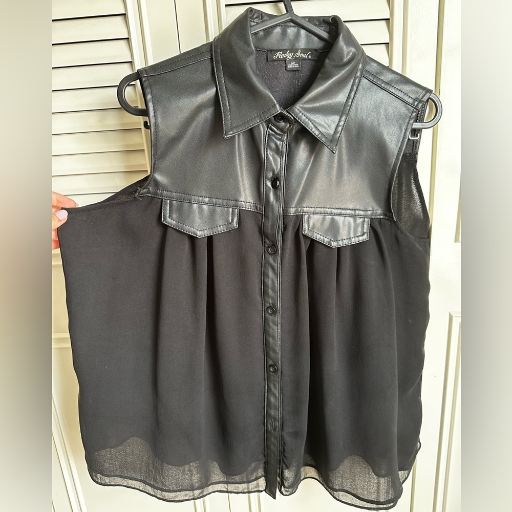Funky Soul Faux Leather transparent top